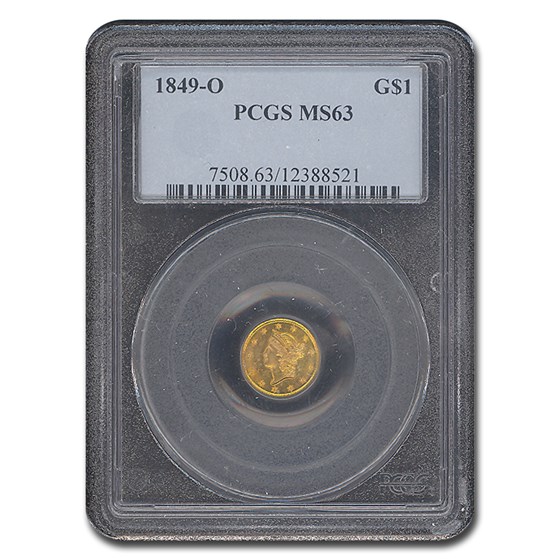 1849-O $1 Liberty Head Gold MS-63 PCGS 1849-O $1 Liberty Head Gold MS-63 PCGS